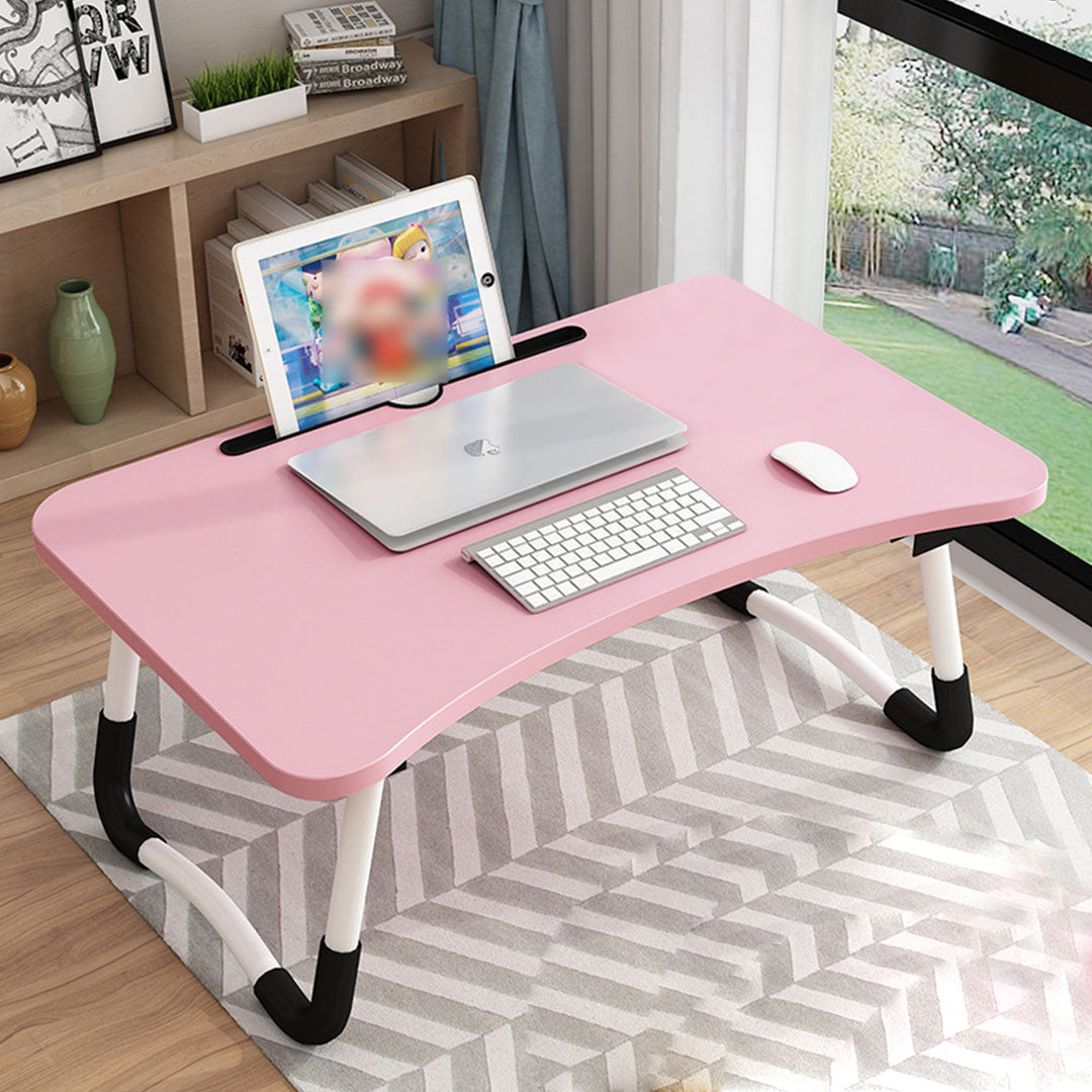 2X Pink Portable Bed Table Adjustable Foldable Bed Sofa Study Table Laptop Mini Desk with Notebook Stand Card Slot Holder Home Decor