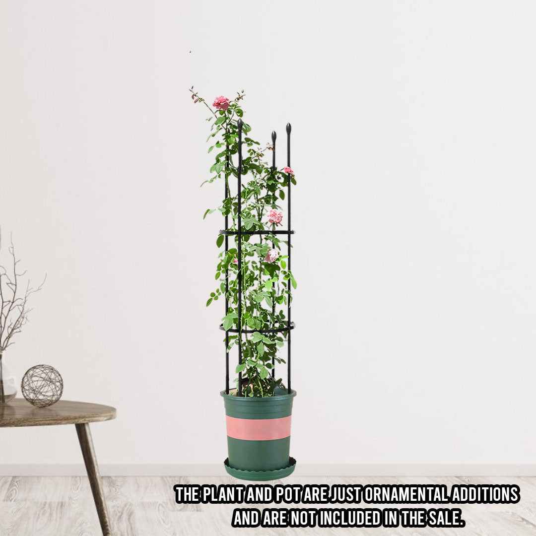 103cm 4-Bar Plant Frame Stand Trellis Vegetable Flower Herbs Outdoor Vine Support Garden Rack with Rings