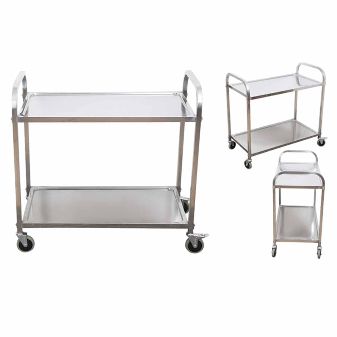 Soga 2 Tier 75x40x83.5cm Stainless Steel Kitchen Dinning Food Cart Trolley Utility Small