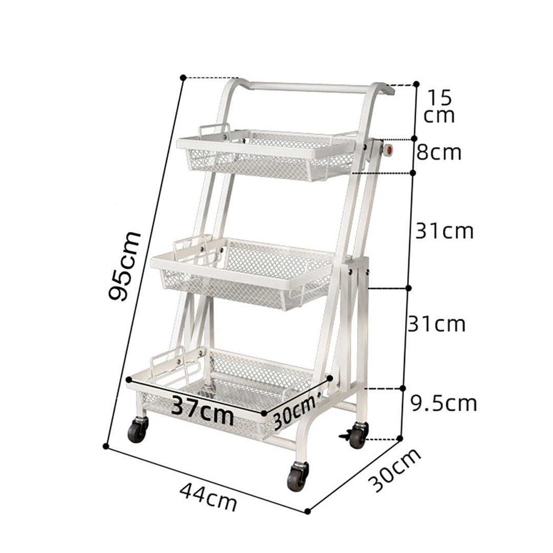 Soga 2 X 3 Tier Steel White Adjustable Kitchen Cart Multi Functional Shelves Portable Storage Organizer With Wheels