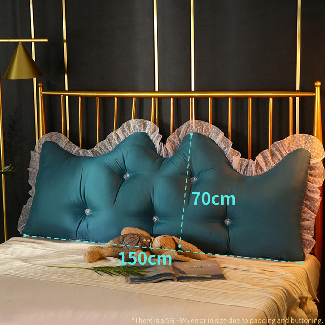 Soga 4 X 150cm Blue Green Princess Bed Pillow Headboard Backrest Bedside Tatami Sofa Cushion With Ruffle Lace Home Decor