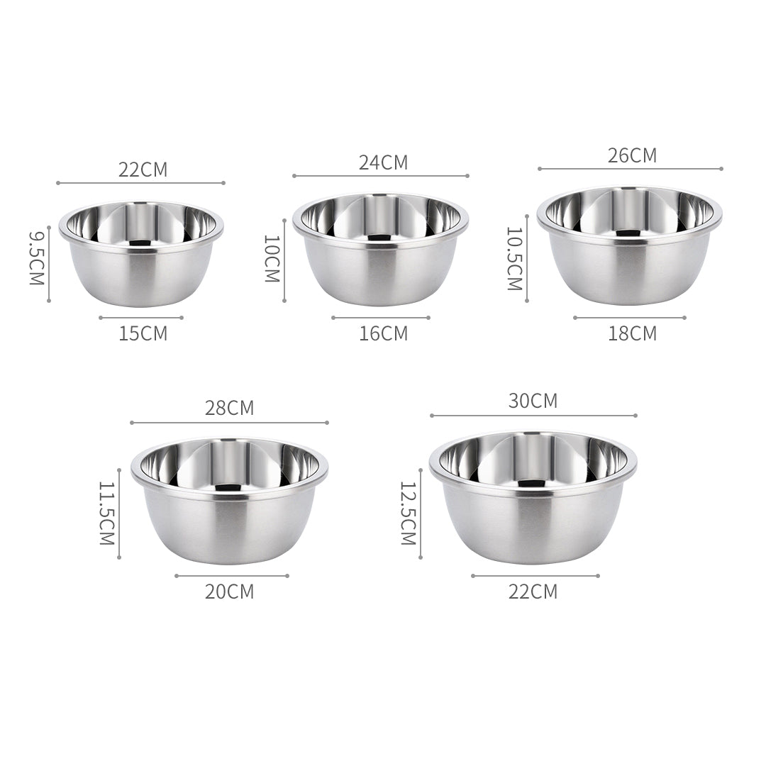 Soga 2 X 5 Pcs Deepen Polished Stainless Steel Stackable Baking Washing Mixing Bowls Set Food Storage Basin