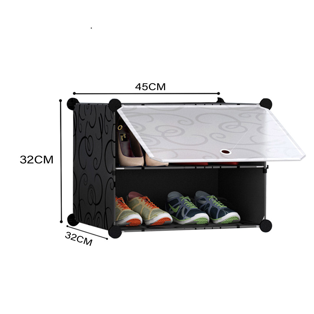 Soga 2 Tier Shoe Rack Organizer Sneaker Footwear Storage Stackable Stand Cabinet Portable Wardrobe With Cover