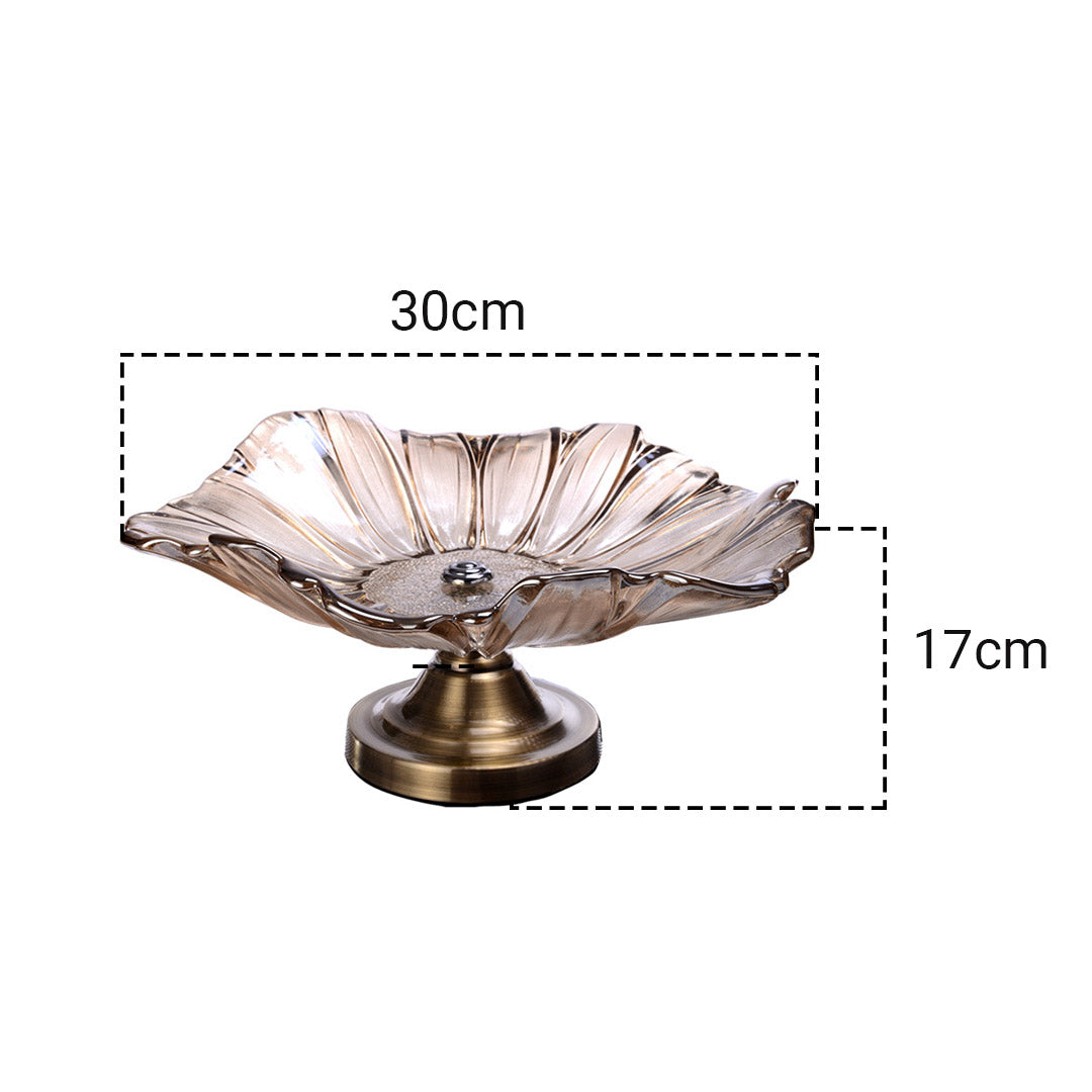 Soga Bronze Tulip Crystal Glass Fruit Bowl Candy Holder Countertop Dessert Serving Basket Decor