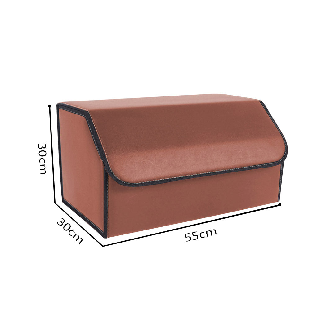 Soga 2 X Leather Car Boot Collapsible Foldable Trunk Cargo Organizer Portable Storage Box Coffee Large