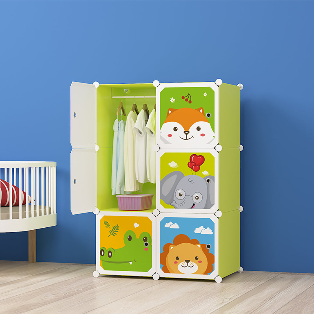 6 Cubes Animal Design Portable Wardrobe Divide-Grid Modular Storage Organiser Foldable Closet