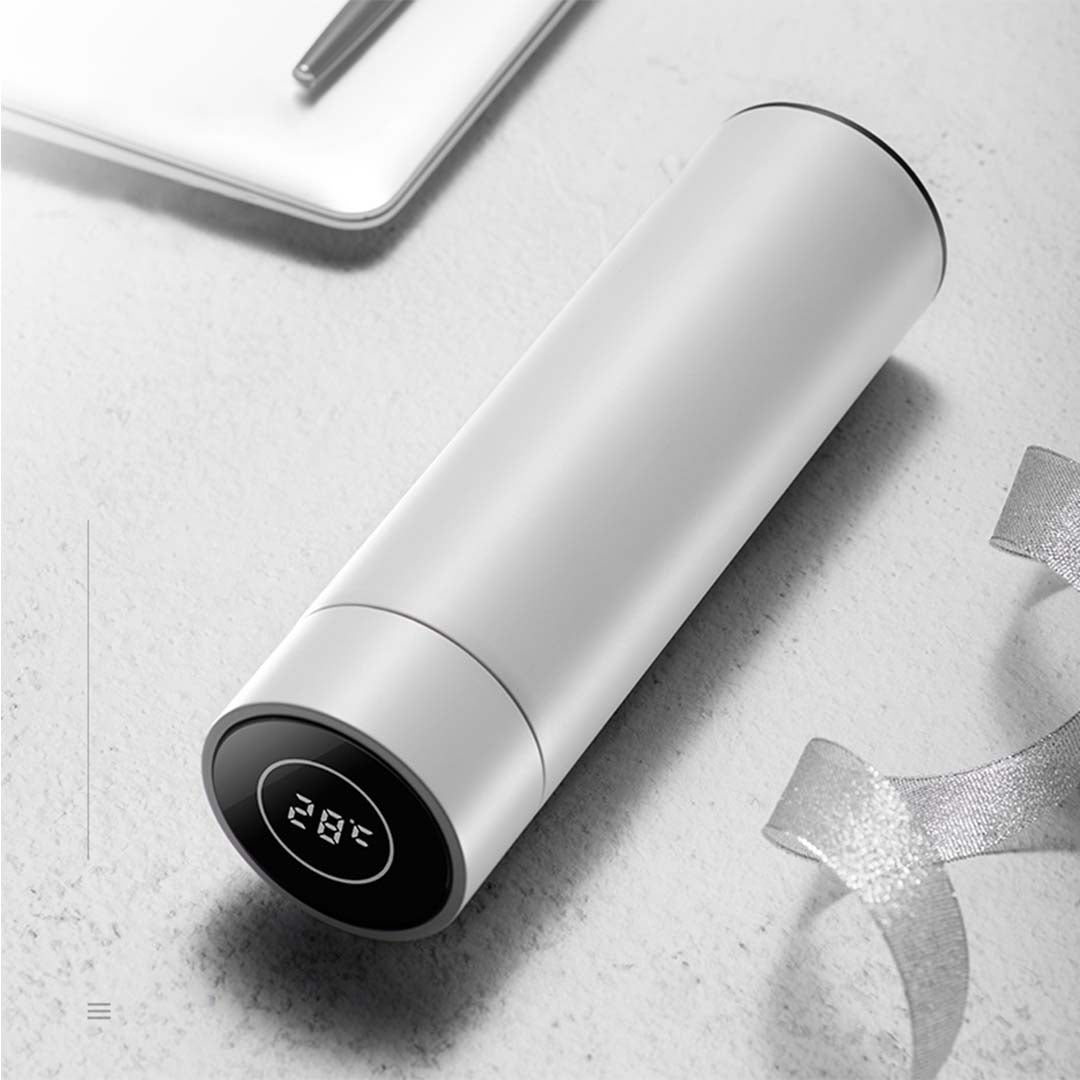 Soga 2 X 500 Ml Stainless Steel Smart Lcd Thermometer Display Bottle Vacuum Flask Thermos White