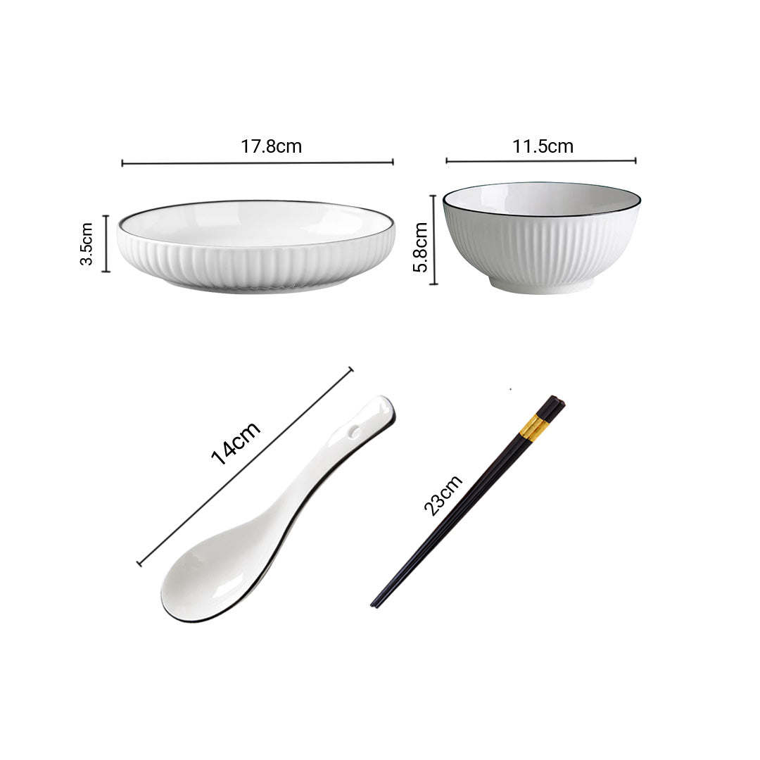 Soga White Japanese Style Ceramic Dinnerware Crockery Soup Bowl Plate Server Kitchen Home Decor Set Of 4