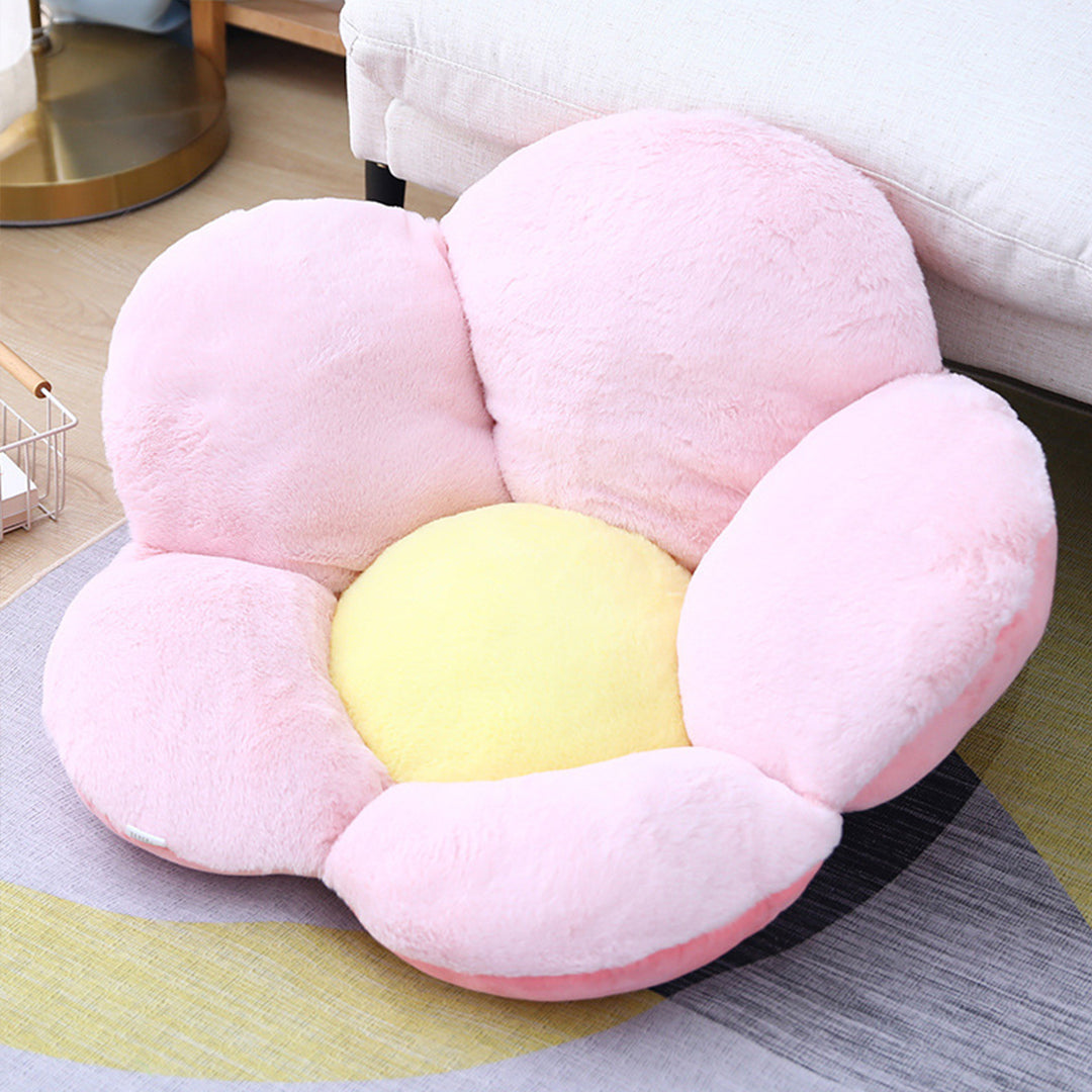 Pink Whimsical Big Flower Shape Cushion Soft Leaning Bedside Pad Floor Plush Pillow Home Decor