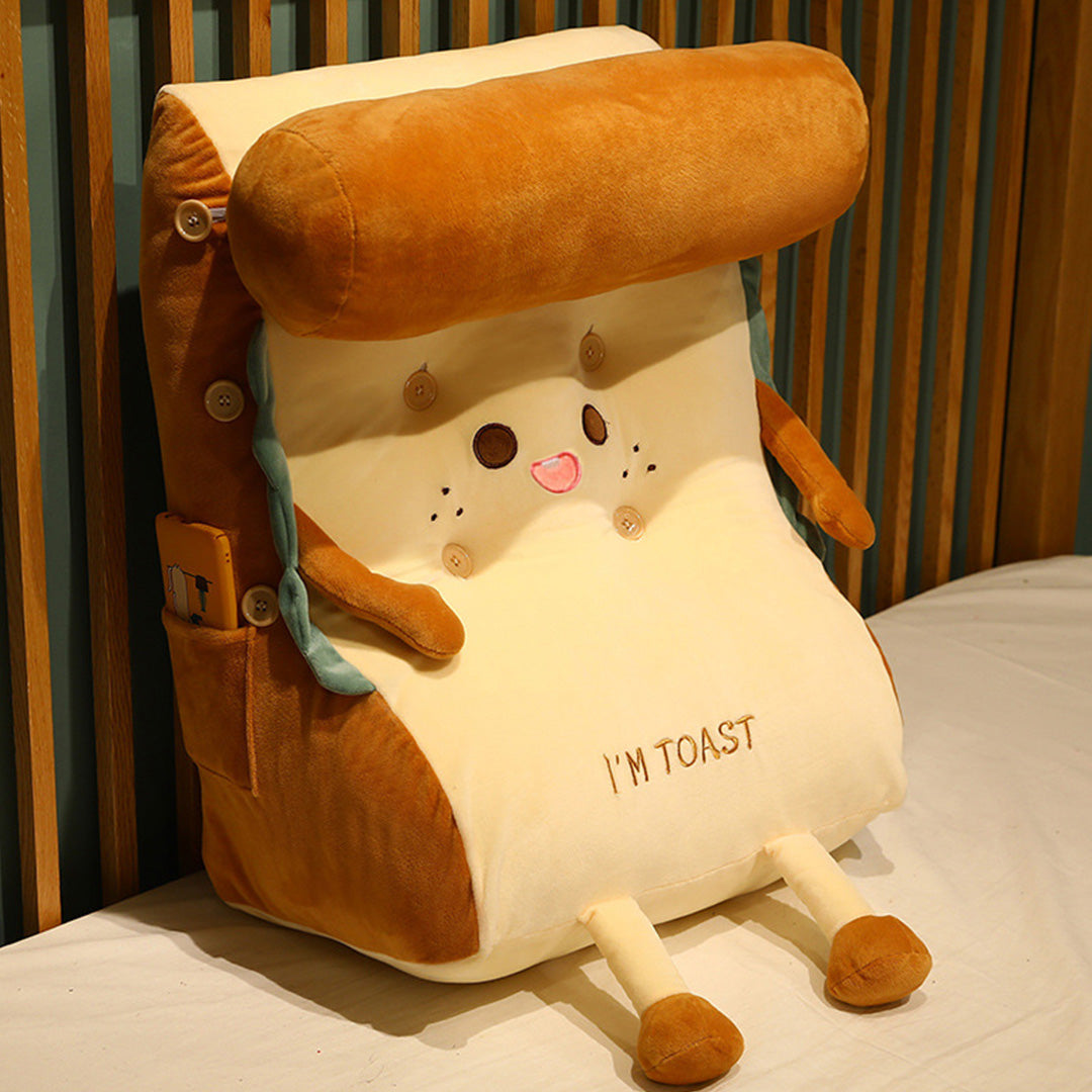 2X Cute Face Toast Bread Wedge Cushion Stuffed Plush Cartoon Back Support Pillow Home Decor