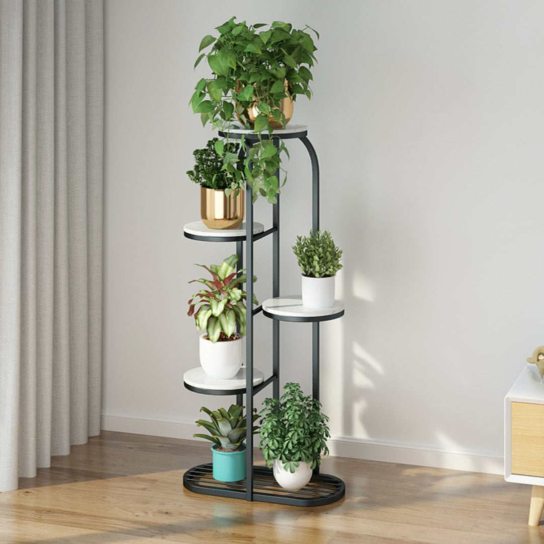 Soga 2 X 5 Tier 6 Pots Black Round Metal Plant Rack Flowerpot Storage Display Stand Holder Home Garden Decor