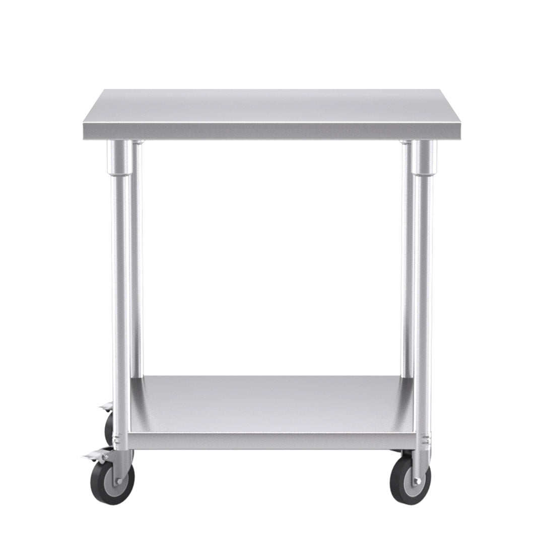 Soga 80cm Commercial Catering Kitchen Stainless Steel Prep Work Bench Table With Wheels