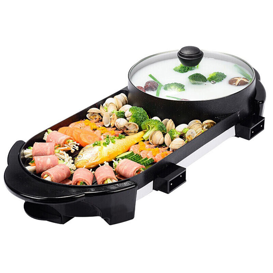 Soga 2 In 1 Electric Non Stick Bbq Teppanyaki Grill Plate Steamboat Hotpot 2 8 Person