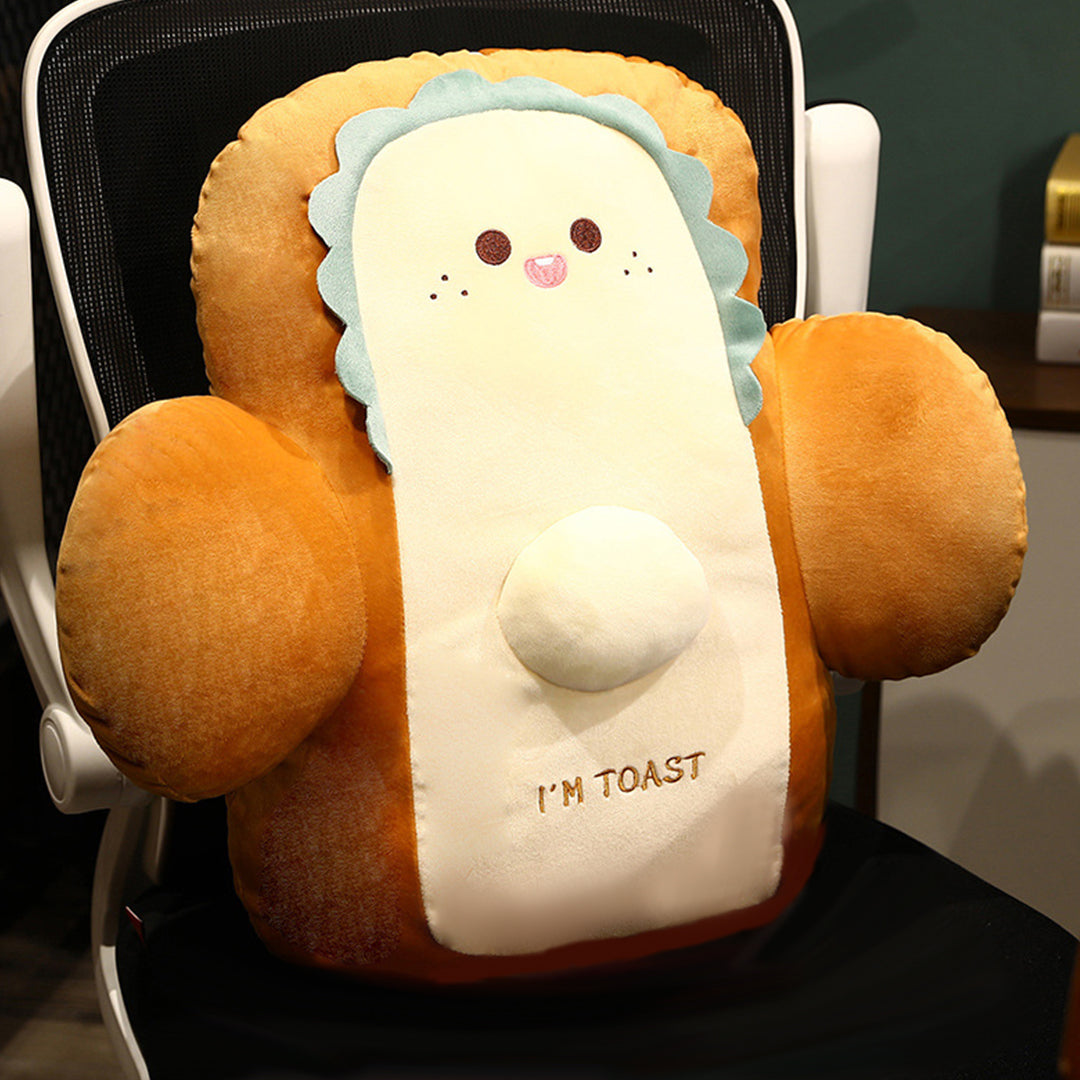 2X 48cm Cute Face Toast Bread Cushion Stuffed Car Seat Plush Cartoon Back Support Pillow Home Decor