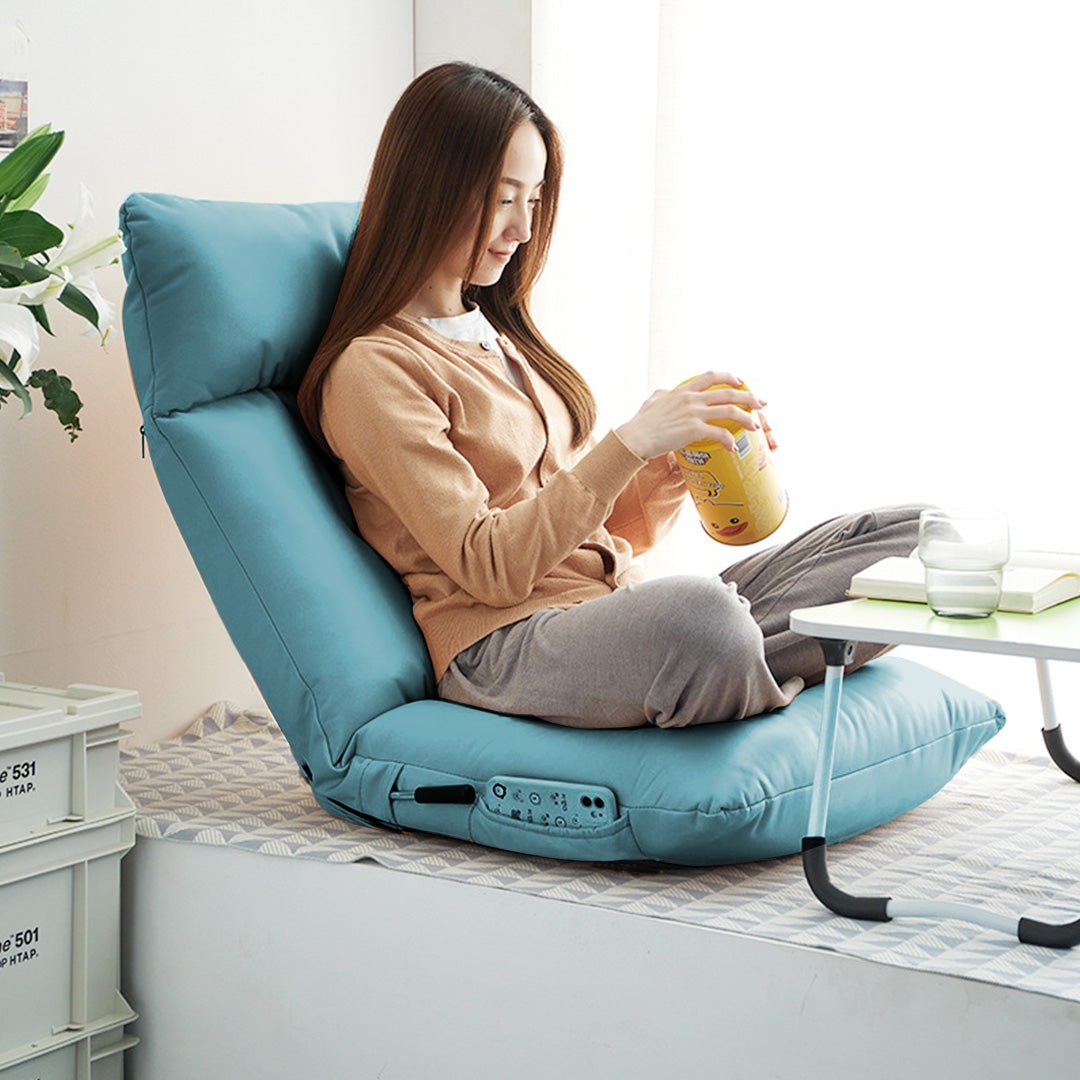 Blue Lounge Recliner Lazy Sofa Bed Tatami Cushion Collapsible Backrest Seat Home Office Decor