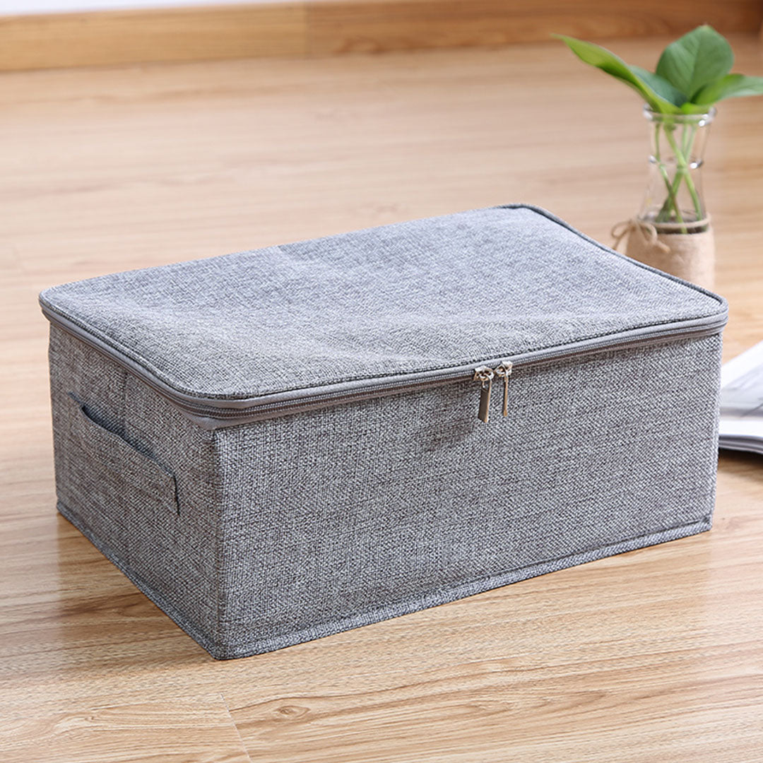 2X Grey Small Portable Double Zipper Storage Box Moisture Proof Clothes Basket Foldable Home Organiser