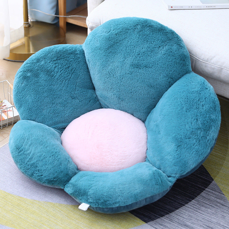 Green Whimsical Big Flower Shape Cushion Soft Leaning Bedside Pad Floor Plush Pillow Home Decor