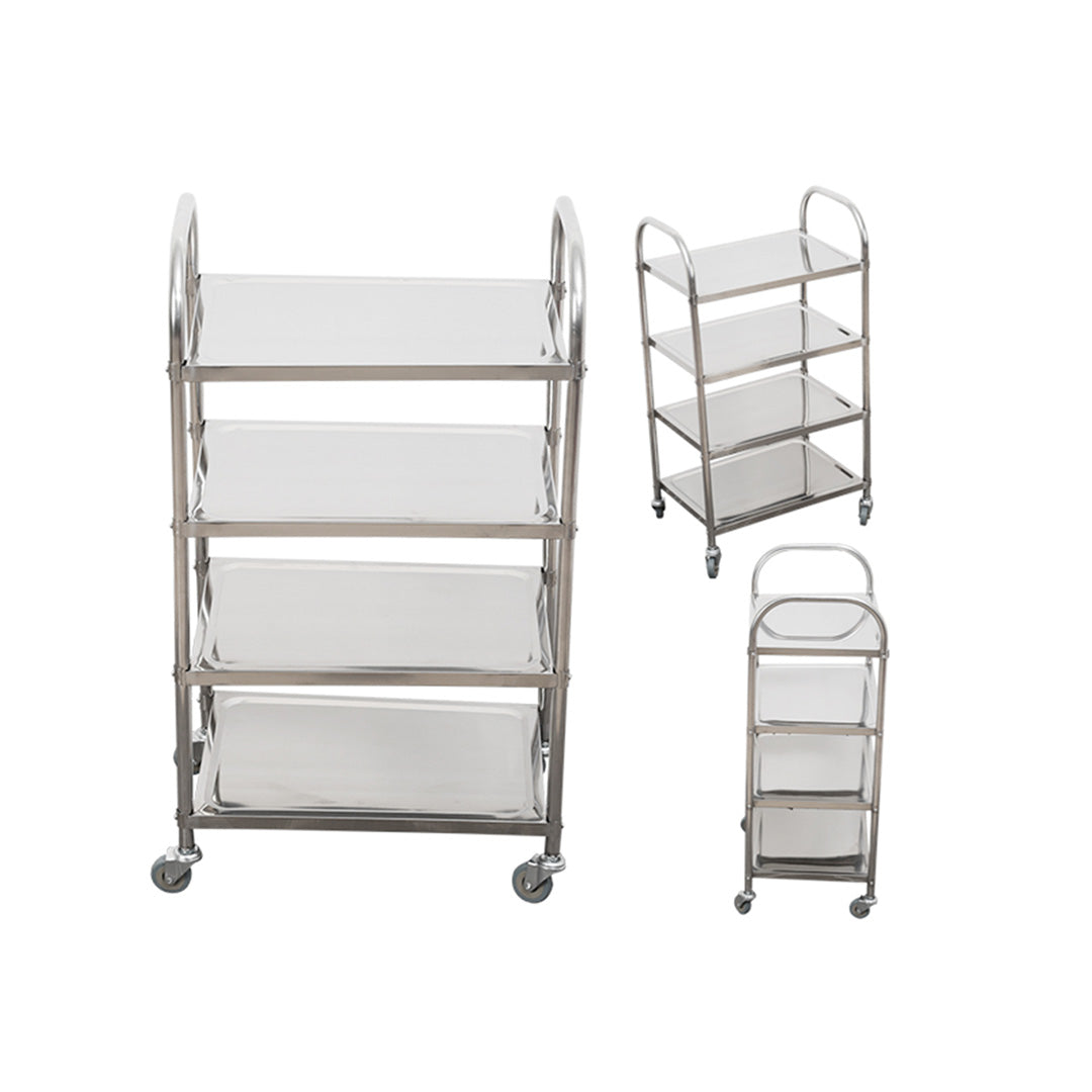 2X 4 Tier 860x540x1170 Stainless Steel Kitchen Dining Food Cart Trolley Utility