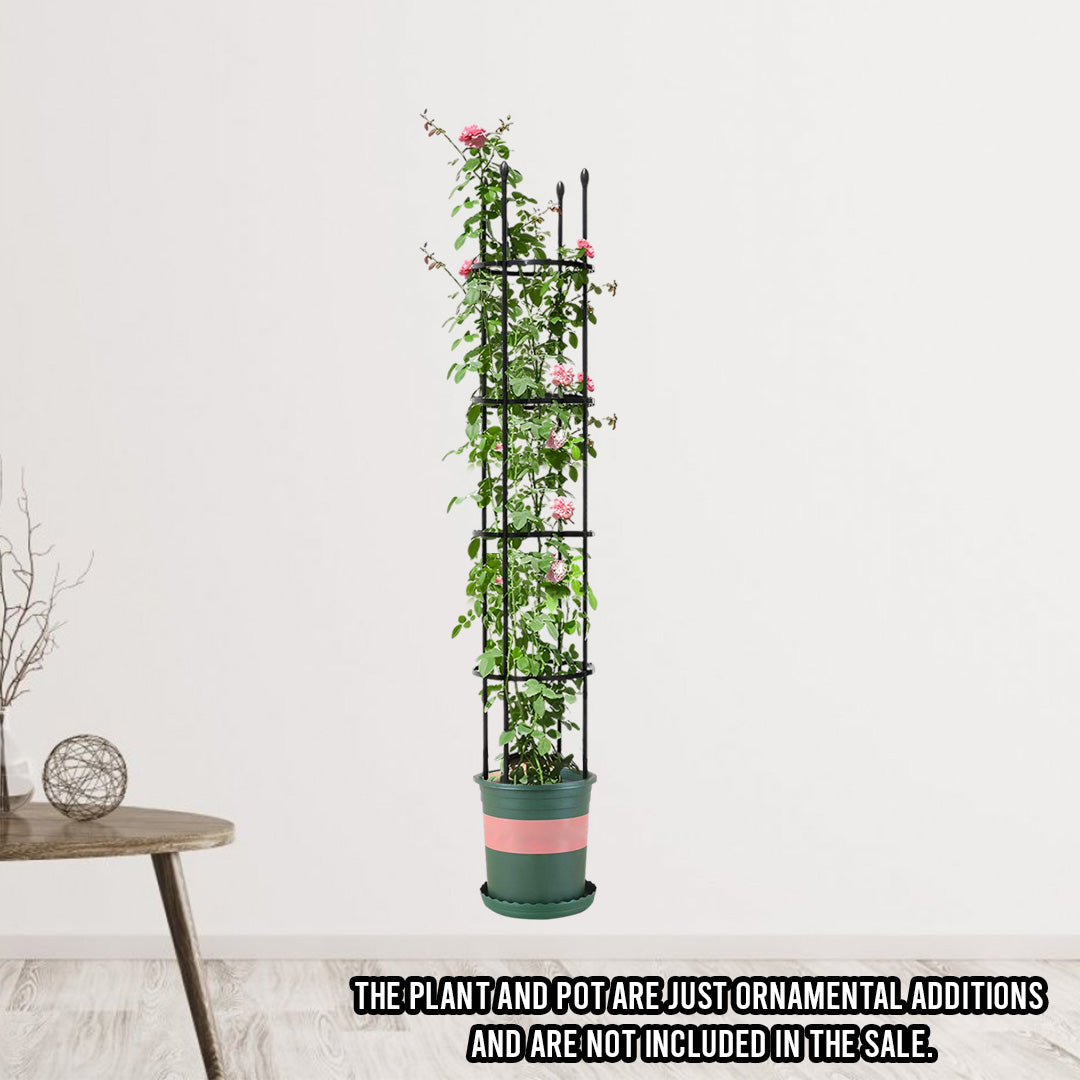 2X 163cm 4-Bar Plant Frame Stand Trellis Vegetable Flower Herbs Outdoor Vine Support Garden Rack with Rings