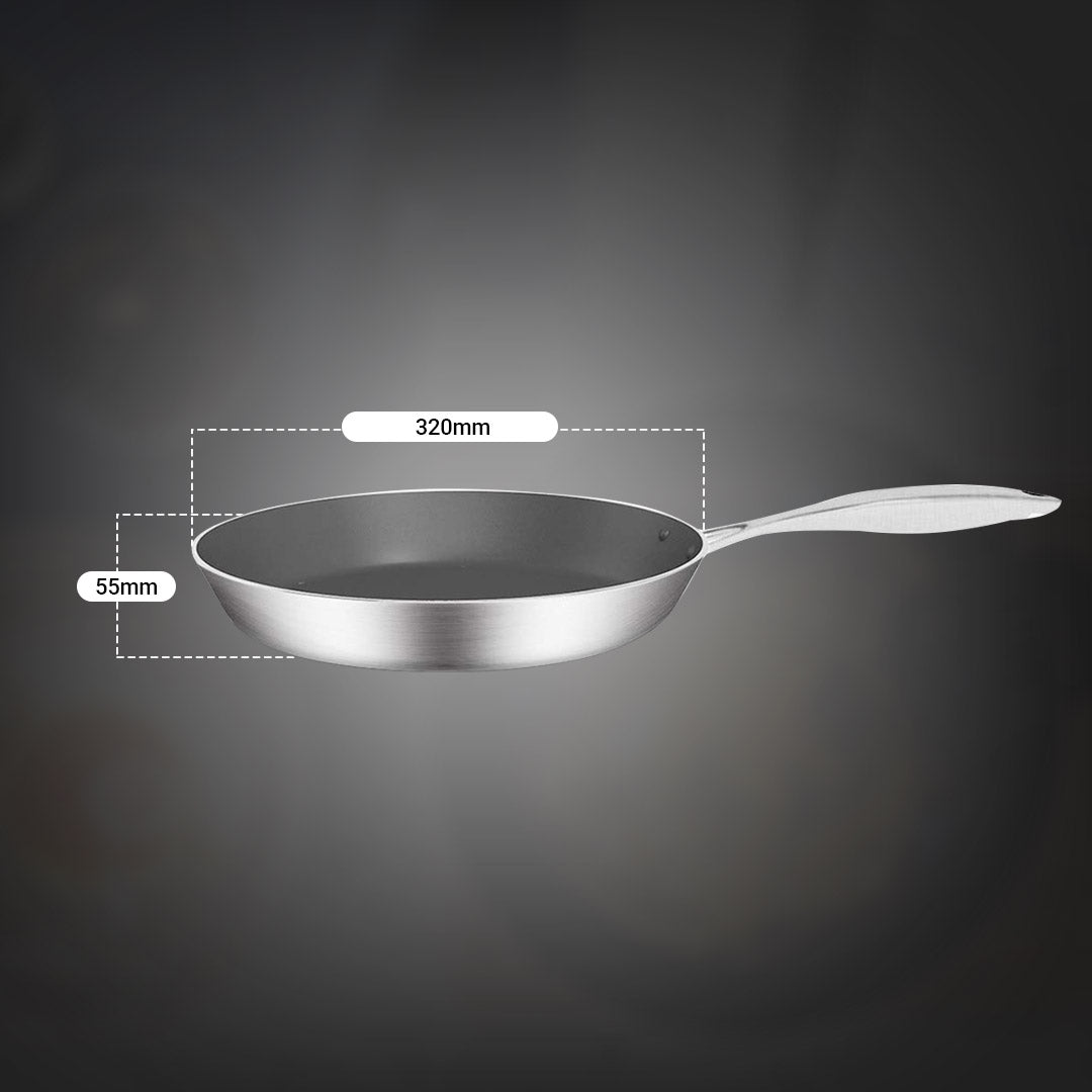 Soga Stainless Steel Fry Pan 32cm Frying Pan Induction Fry Pan Non Stick Interior