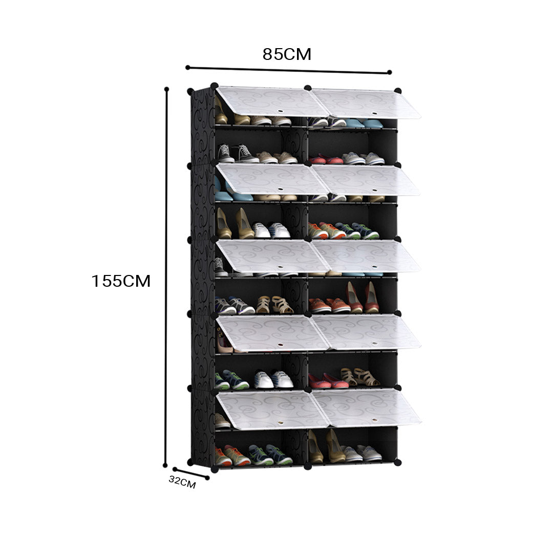 10 Tier 2 Column Shoe Rack Organizer Sneaker Footwear Storage Stackable Stand Cabinet Portable Wardrobe with Cover