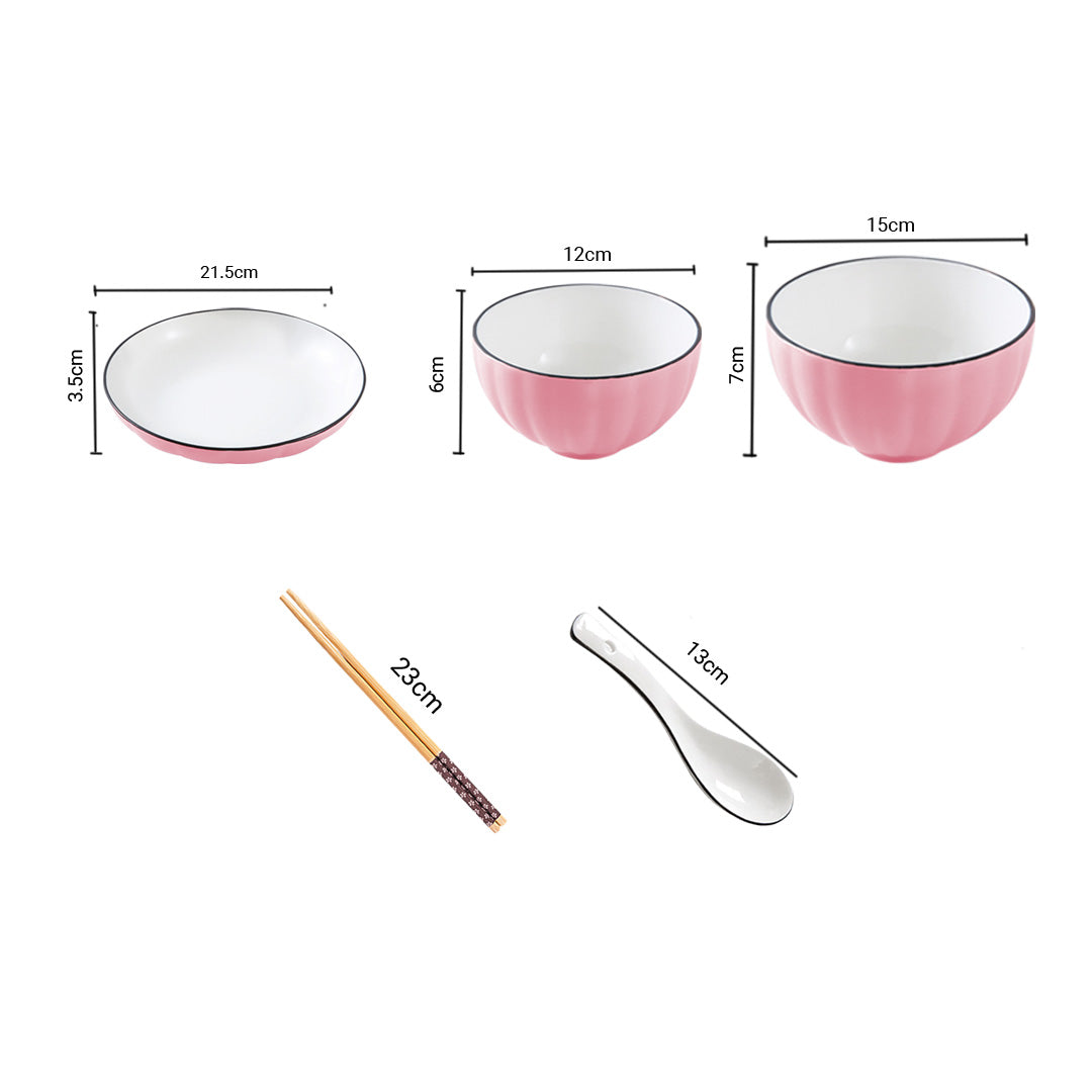 Soga Pink Japanese Style Ceramic Dinnerware Crockery Soup Bowl Plate Server Kitchen Home Decor Set Of 6