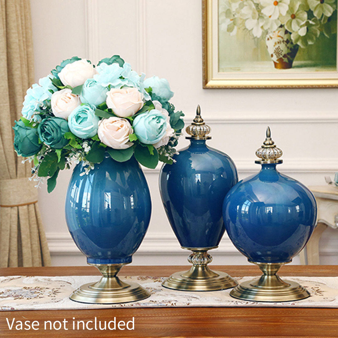 Soga 3pcs Artificial Silk With 15 Heads Flower Fake Rose Bouquet Table Decor Blue