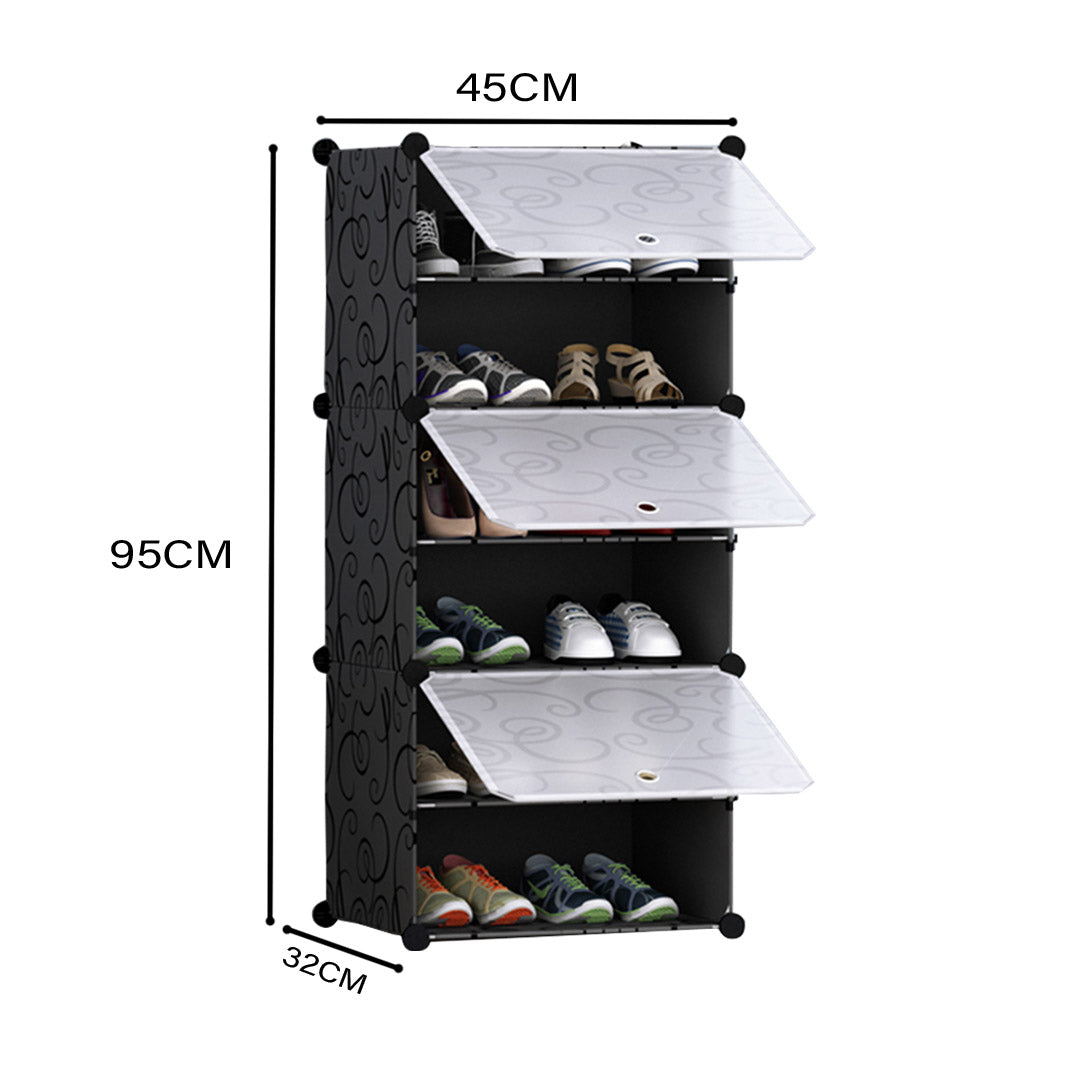 6 Tier Shoe Rack Organizer Sneaker Footwear Storage Stackable Stand Cabinet Portable Wardrobe with Cover