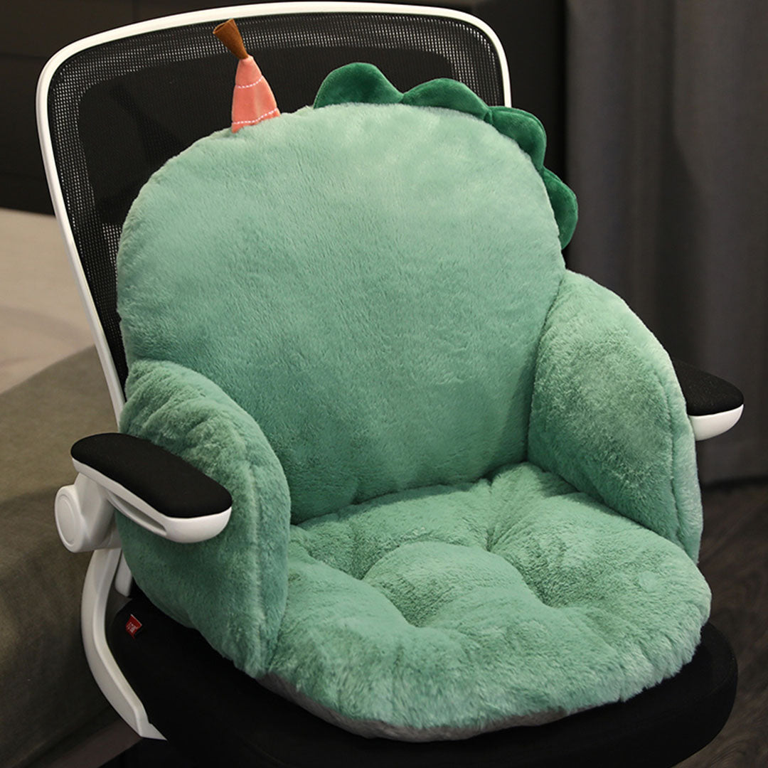 2X Green Dino Shape Cushion Soft Leaning Bedside Pad Sedentary Plushie Pillow Home Decor