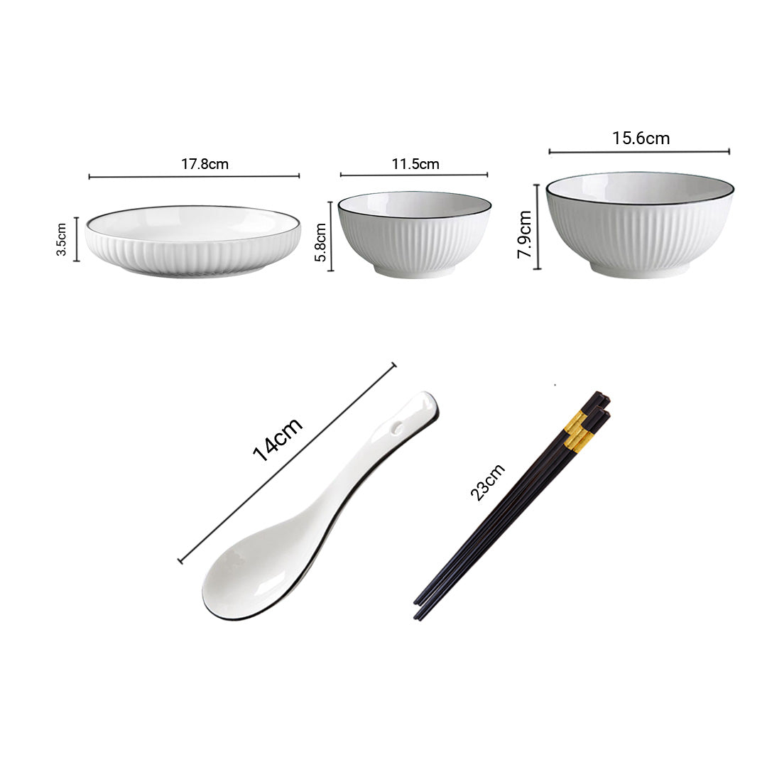 Soga White Japanese Style Ceramic Dinnerware Crockery Soup Bowl Plate Server Kitchen Home Decor Set Of 6