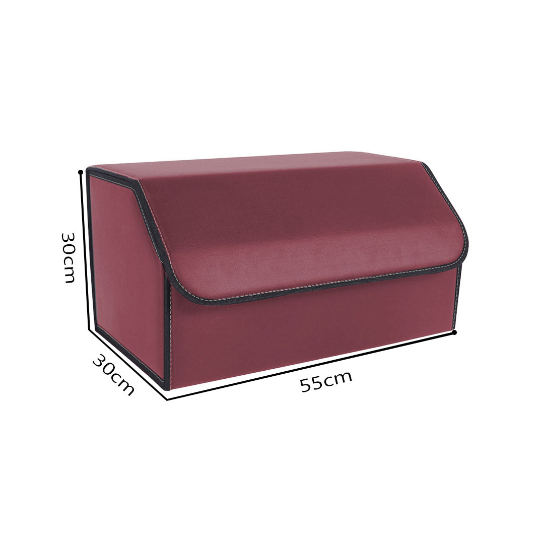 Soga Leather Car Boot Collapsible Foldable Trunk Cargo Organizer Portable Storage Box Red Large