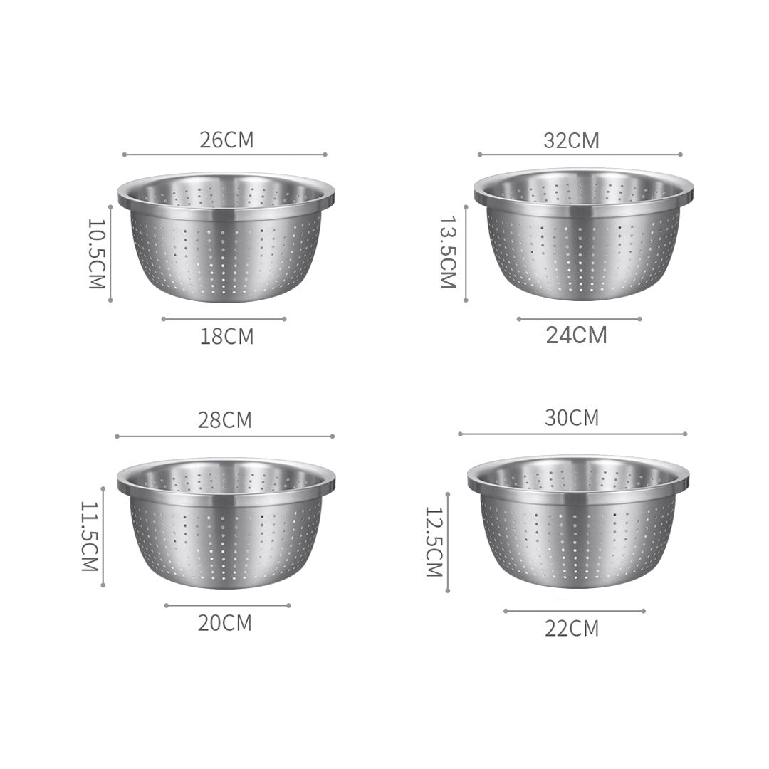 Soga Stainless Steel Nesting Basin Colander Perforated Kitchen Sink Washing Bowl Metal Basket Strainer Set Of 4