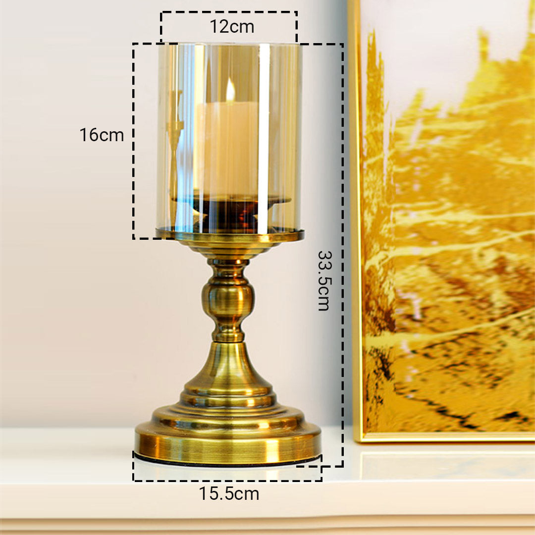 Soga 33.5cm Gold Nordic Deluxe Candlestick Candle Holder Stand Pillar Glass /Iron