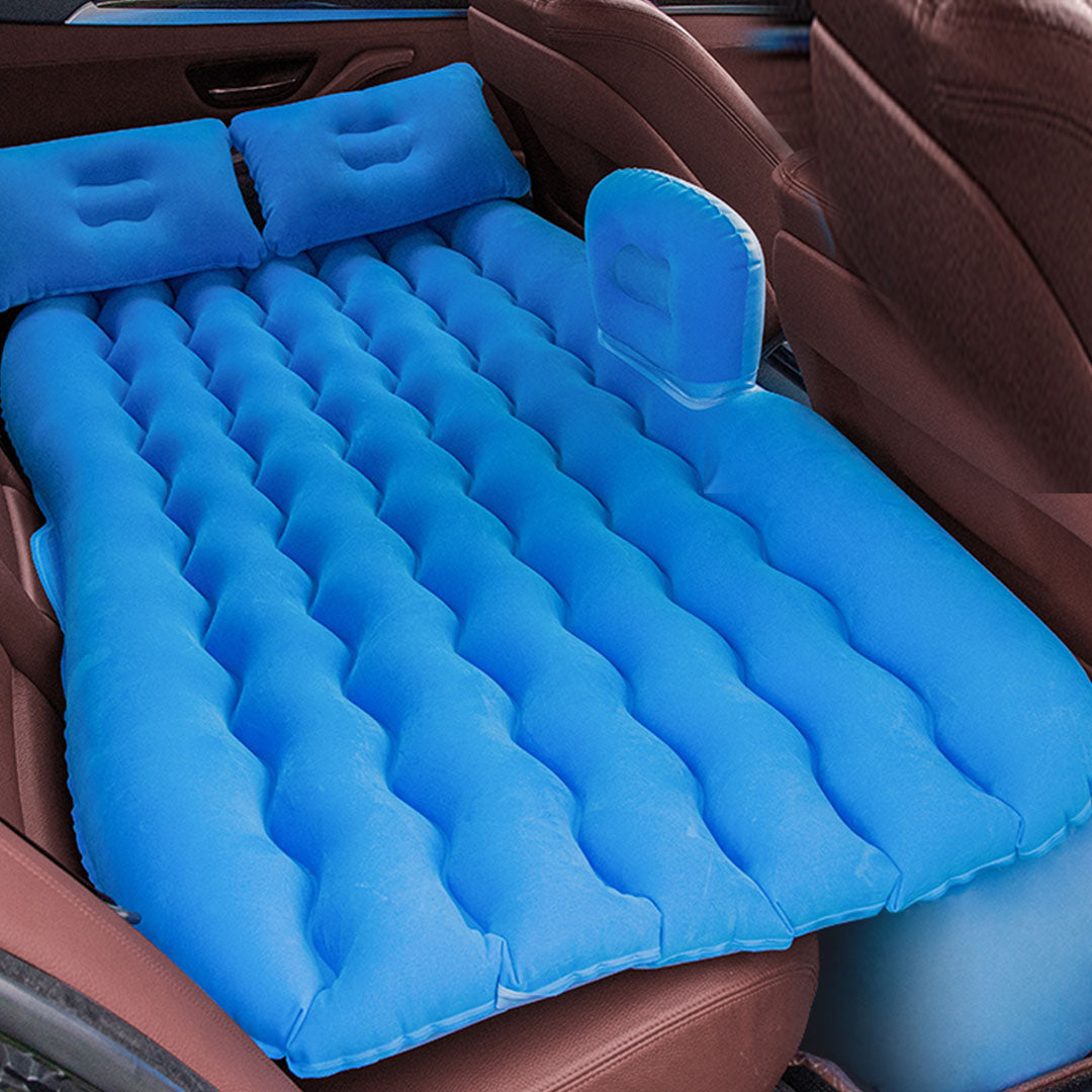 Blue Ripple Inflatable Car Mattress Portable Camping Air Bed Travel Sleeping Kit Essentials