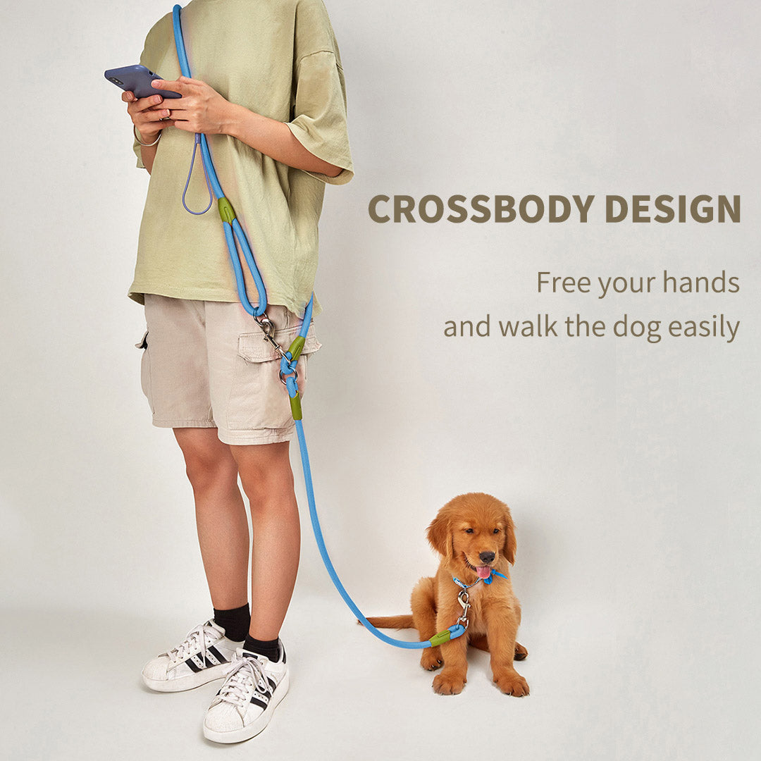 Soga 2 X 220cm Multifunction Hands Free Rope Pet Cat Dog Puppy Double Ended Leash For Walking Training Tracking Obedience Blue