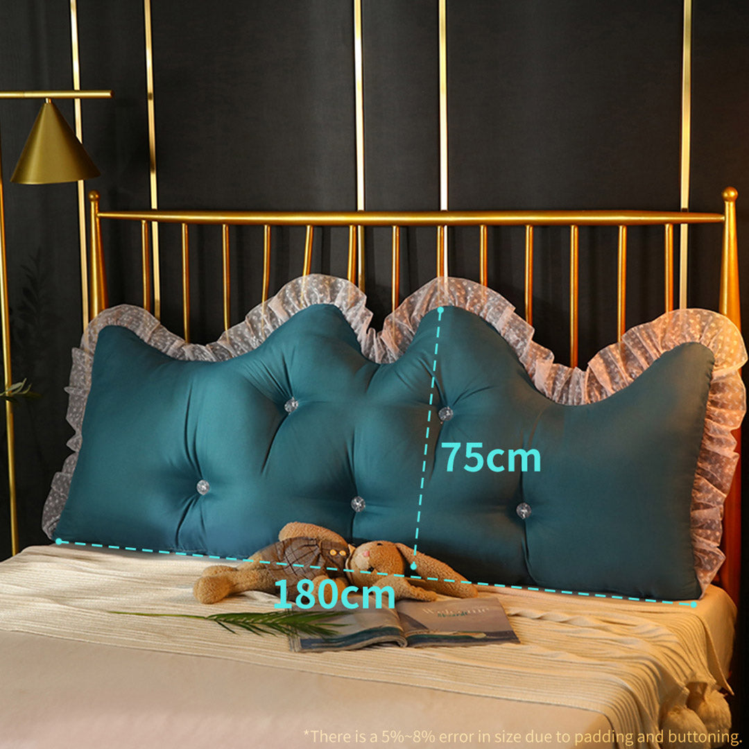 Soga 4 X 180cm Blue Green Princess Bed Pillow Headboard Backrest Bedside Tatami Sofa Cushion With Ruffle Lace Home Decor
