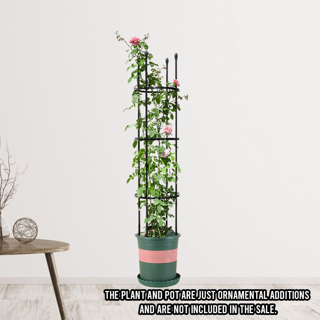 133cm 4-Bar Plant Frame Stand Trellis Vegetable Flower Herbs Outdoor Vine Support Garden Rack with Rings