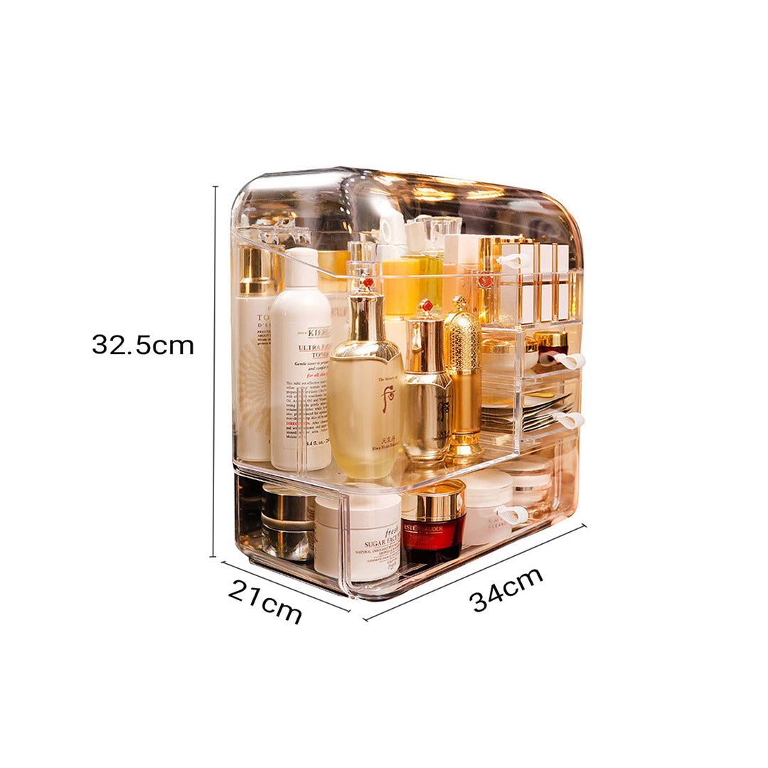 Soga Transparent Cosmetic Storage Box Clear Makeup Skincare Holder With Lid Drawers Waterproof Dustproof Organiser