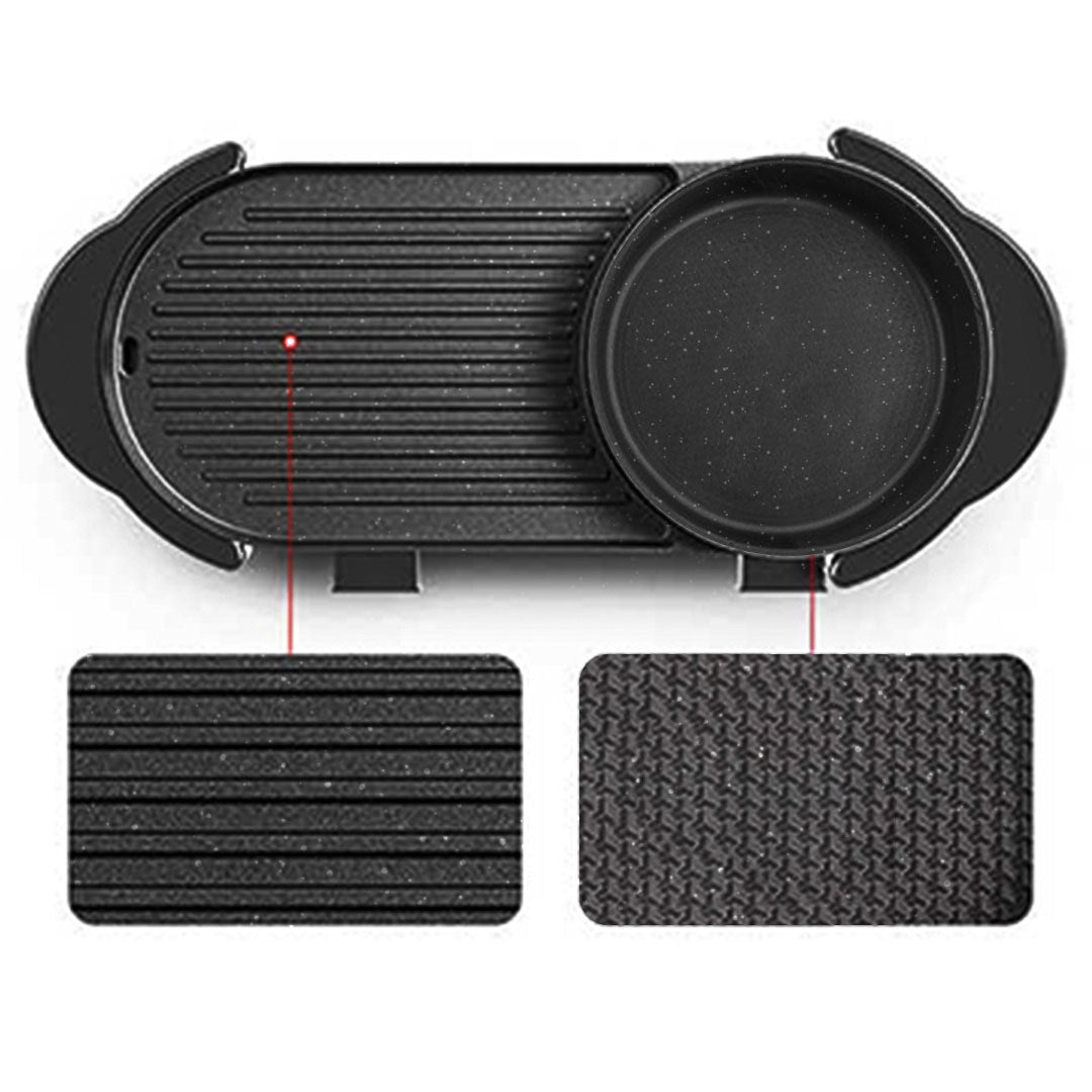Soga 2 In 1 Electric Non Stick Bbq Teppanyaki Grill Plate Steamboat Hotpot 2 8 Person