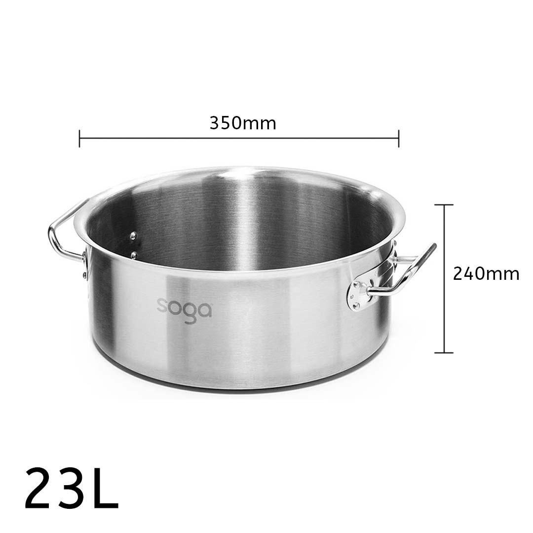 Soga Stock Pot 23 L Top Grade Thick Stainless Steel Stockpot 18/10 Without Lid