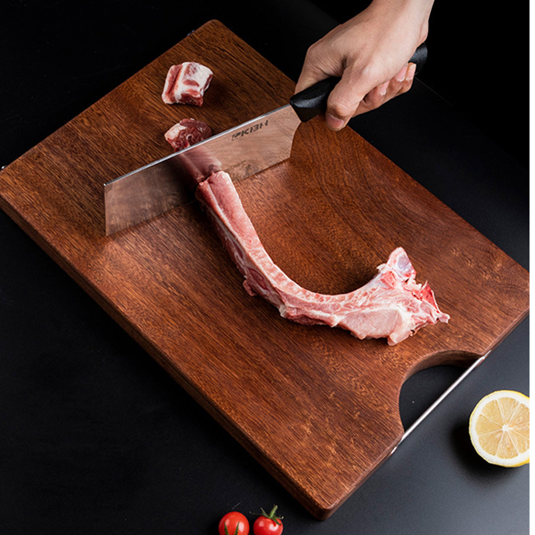 Soga 2 X 48cm Rectangular Wooden Ebony Butcher Block Non Slip Chopping Food Serving Tray Charcuterie Board
