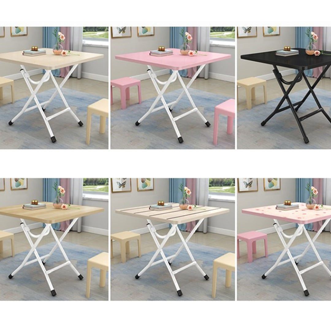 2X White Portable Square Table Standing Legs Foldable Furniture Home Decor