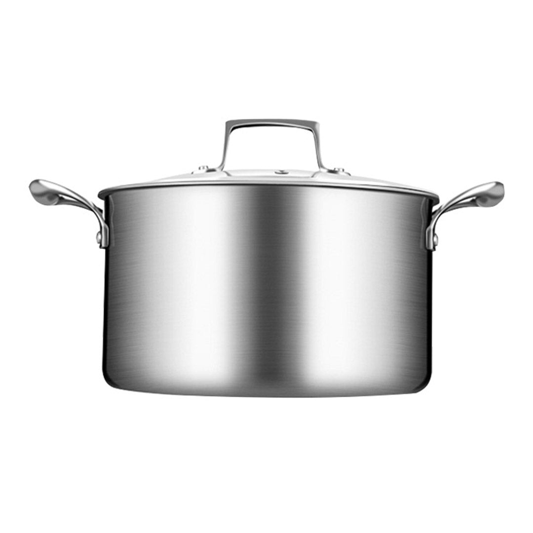 Soga 2 X 28cm Stainless Steel Soup Pot Stock Cooking Stockpot Heavy Duty Thick Bottom With Glass Lid