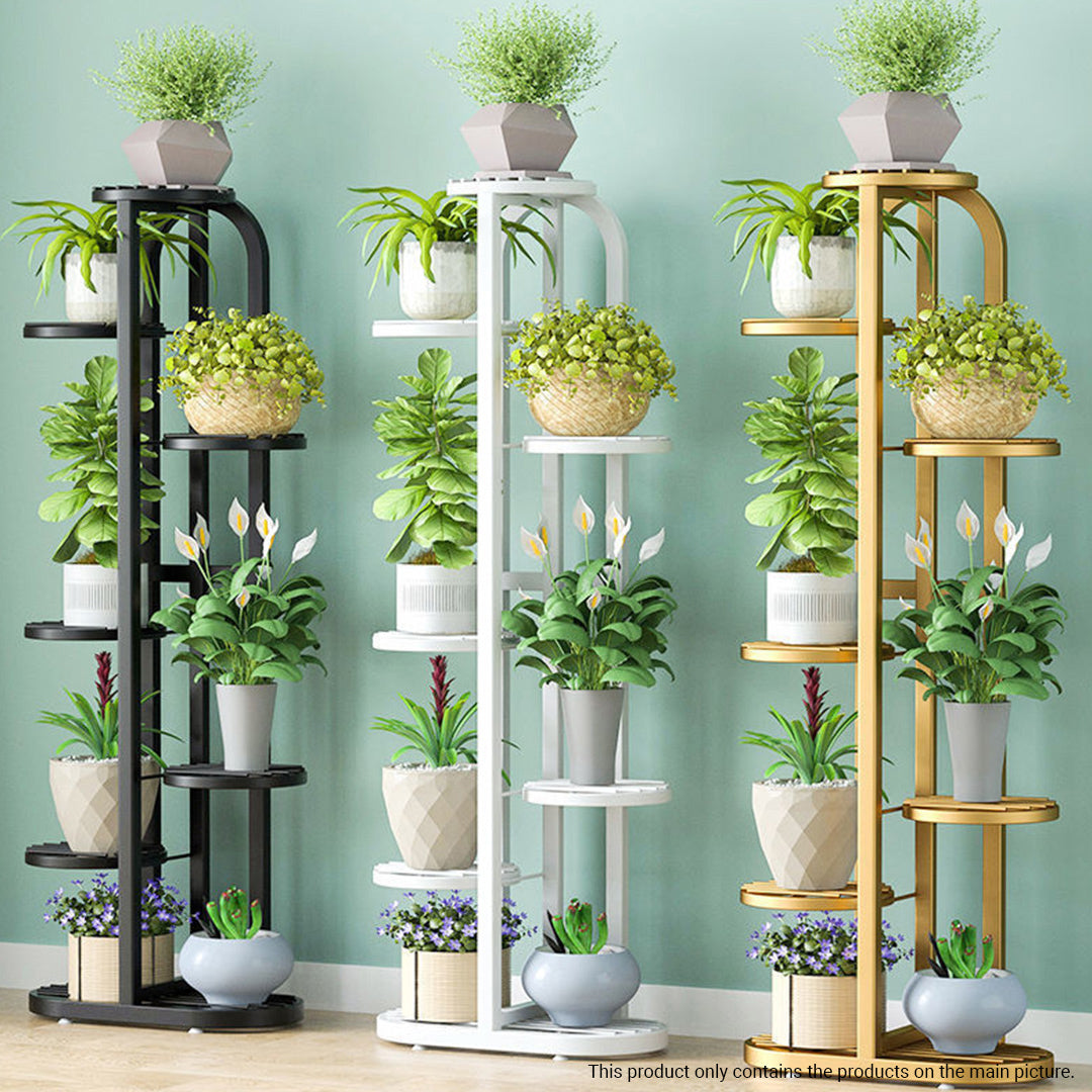 Soga 8 Tier 9 Pots Black Round Metal Plant Rack Flowerpot Storage Display Stand Holder Home Garden Decor