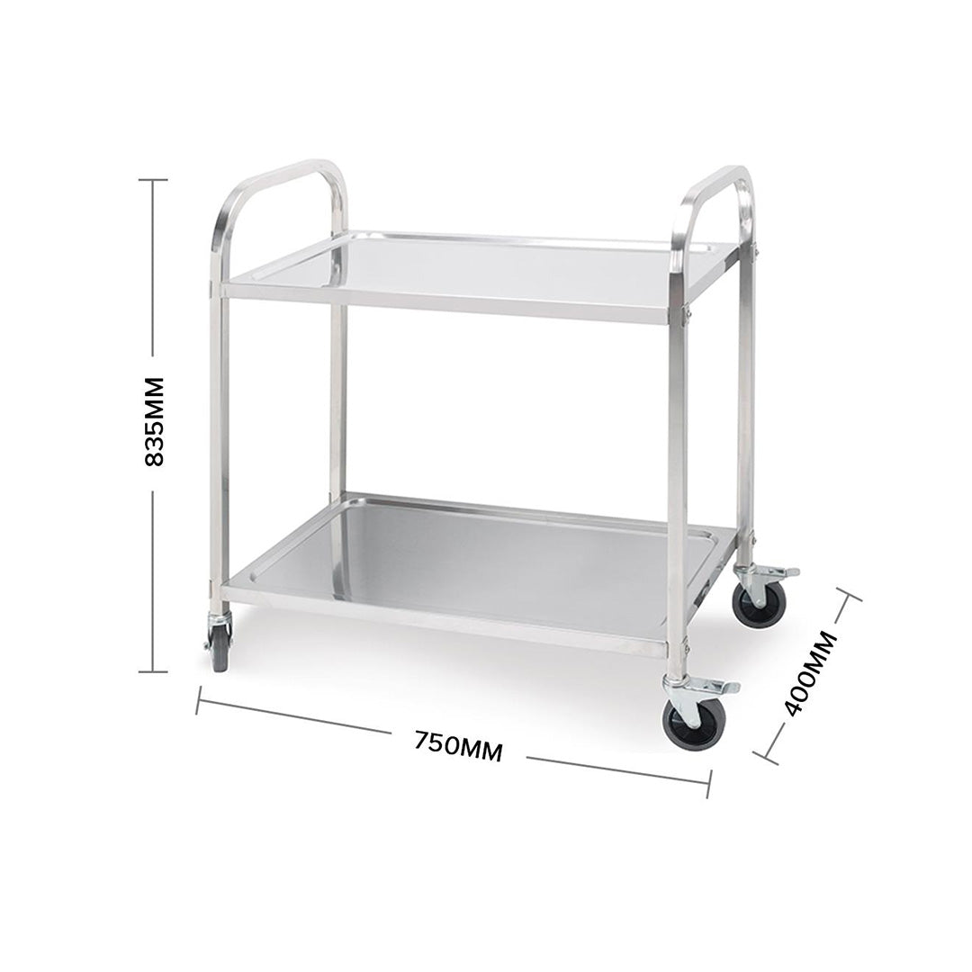 Soga 2 X 2 Tier 75x40x83.5cm Stainless Steel Kitchen Dinning Food Cart Trolley Utility Small