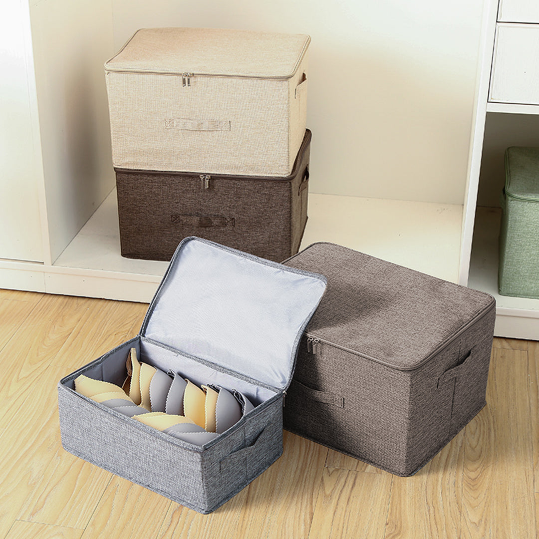 2X Coffee Large Portable Double Zipper Storage Box Moisture Proof Clothes Basket Foldable Home Organiser