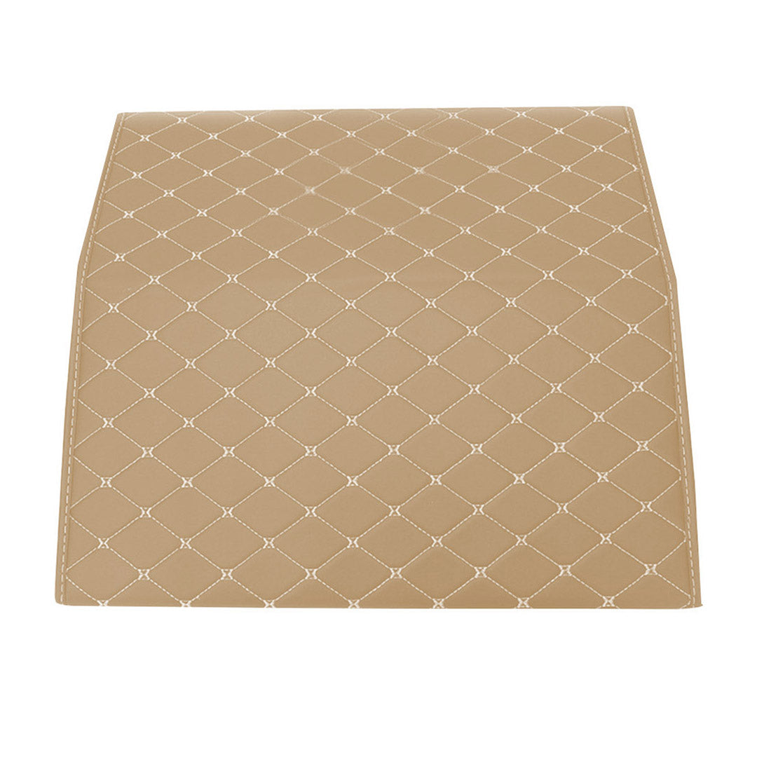 Soga 2 X Leather Car Boot Collapsible Foldable Trunk Cargo Organizer Portable Storage Box Beige/Gold Stitch Large