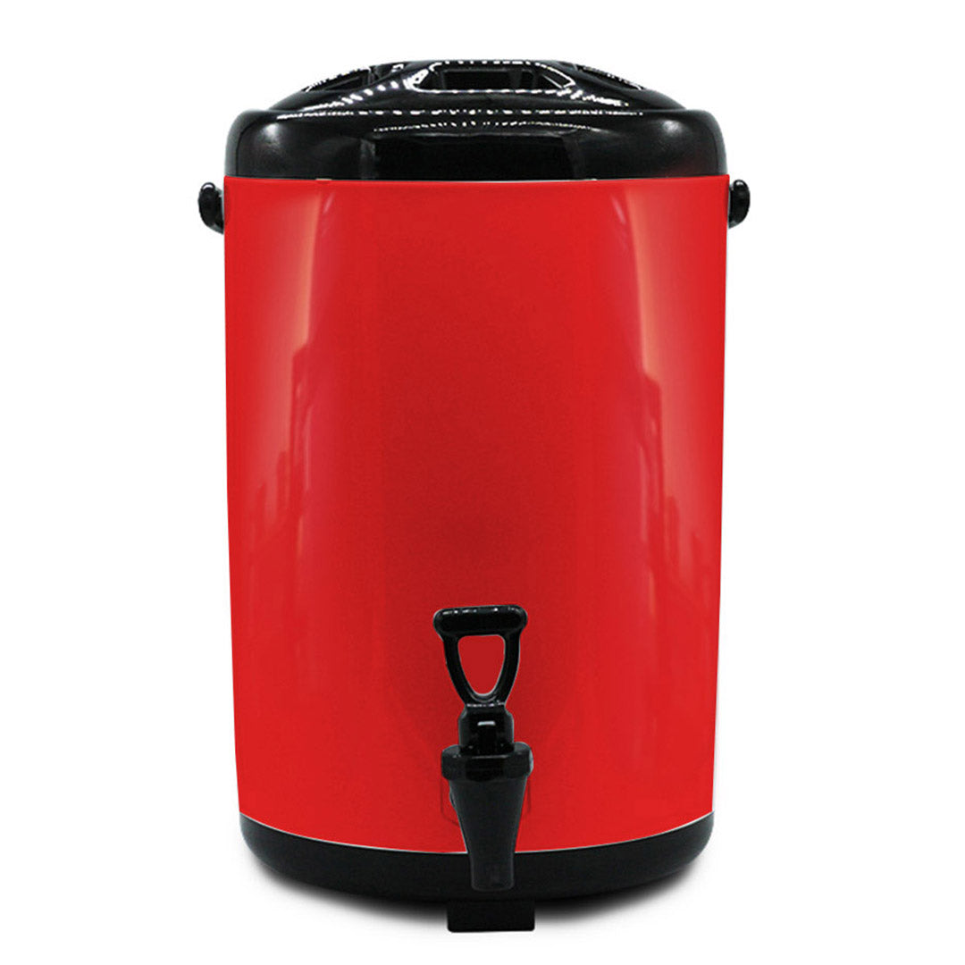 Soga 8 X 10 L Stainless Steel Insulated Milk Tea Barrel Hot And Cold Beverage Dispenser Container With Faucet Red