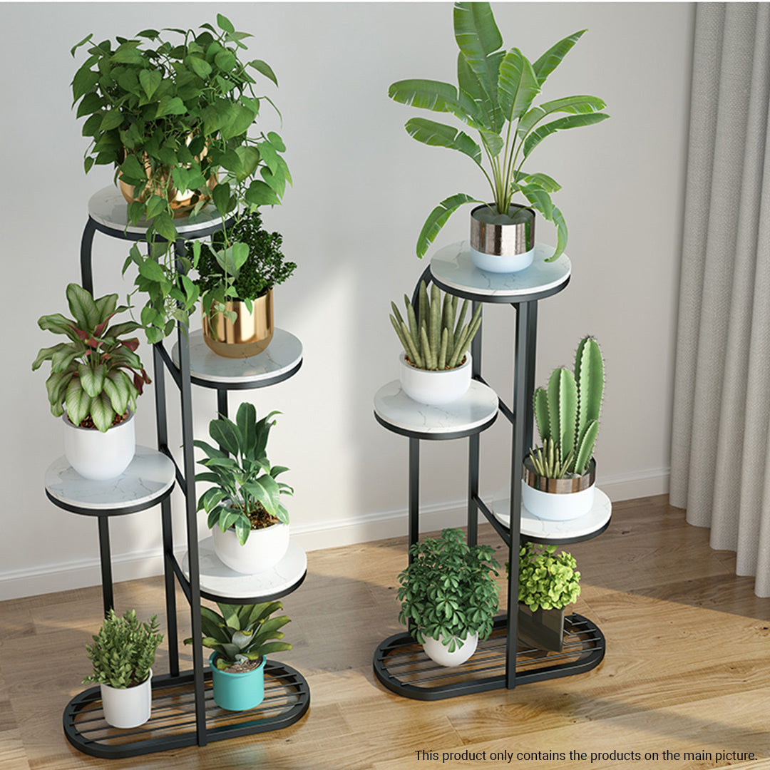 Soga 2 X 4 Tier 5 Pots Black Round Metal Plant Rack Flowerpot Storage Display Stand Holder Home Garden Decor