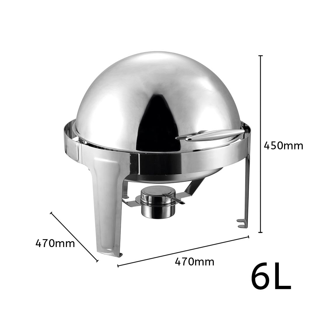 Soga 6 L Stainless Steel Chafing Food Warmer Catering Dish Round Roll Top